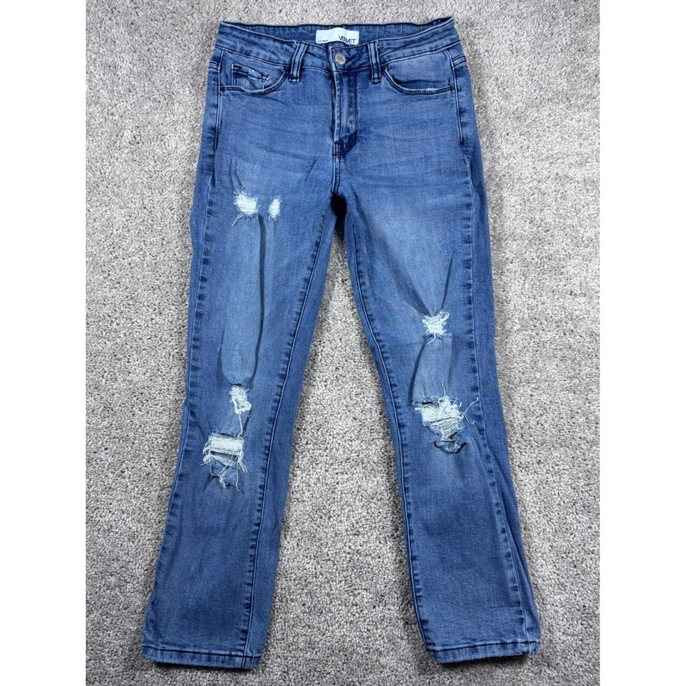 Vervet Los Angeles‎ Womens Blue Denim Distressed Ripped Jeans Size 26